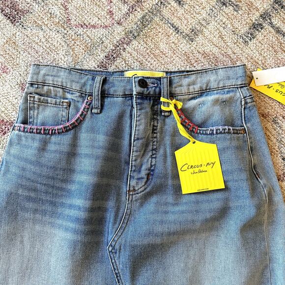 NWT CIRCUS NY SAM EDELMAN Denim Maxi Skirt Size 25 Glam Modern Indie Casual Luxe - Picture 2 of 12